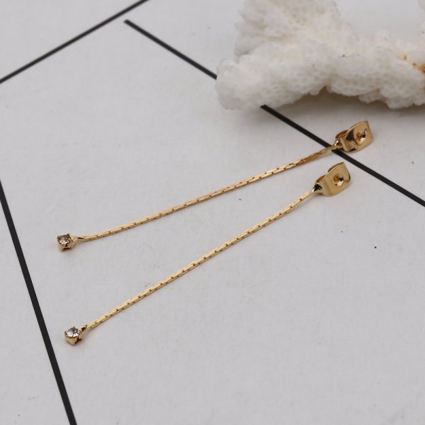 Tampa da extremidade do brinco de cobre banhado a ouro genu&iacute;no N&deg;01 com strass transparente