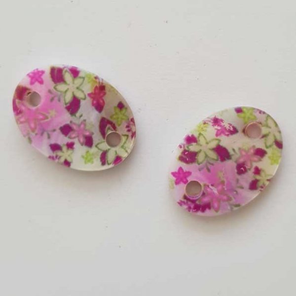 Entre deux fantaisie Ovale &agrave; fleurs 20x14 mm N&deg;09