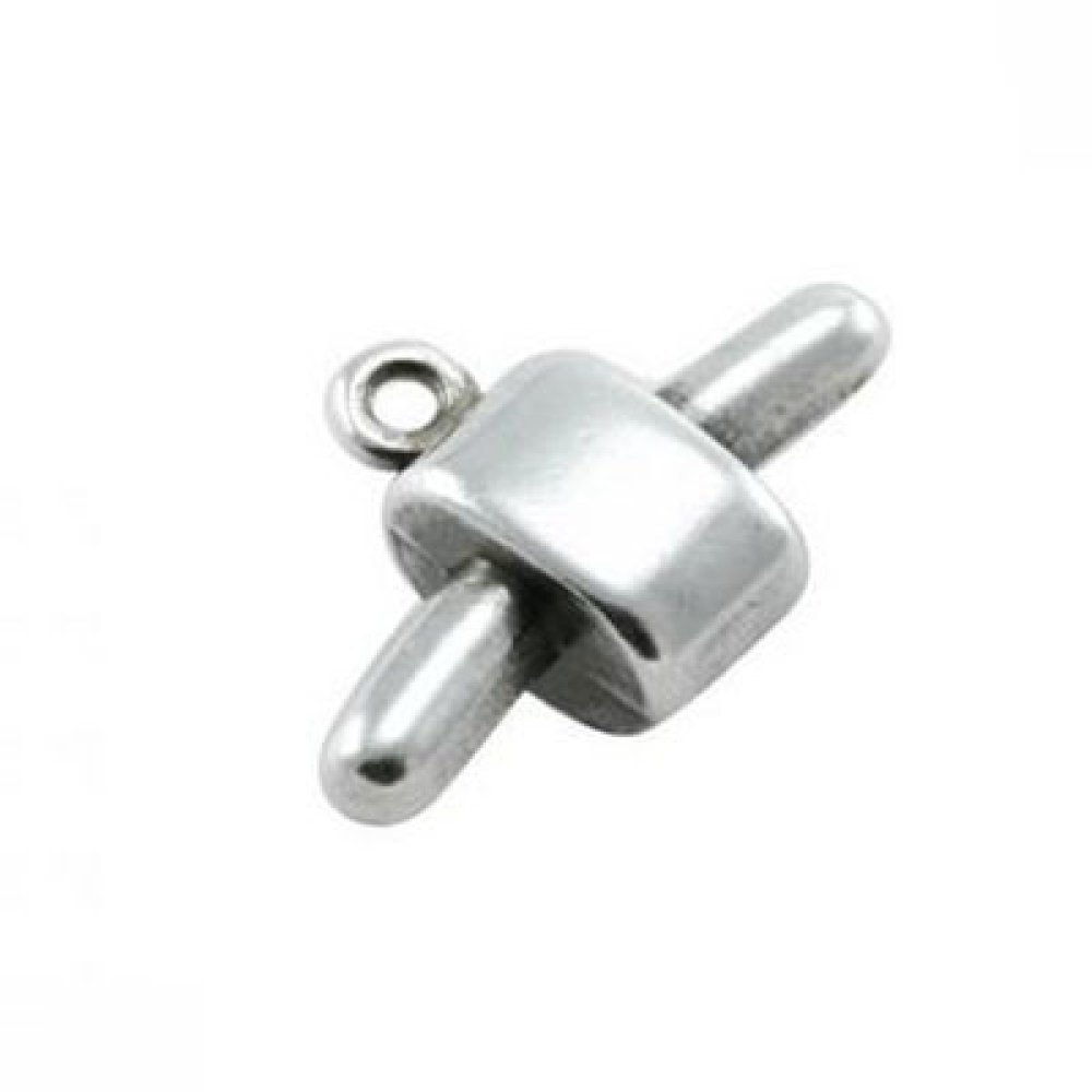 Fecho de prata para cordão de pvc oco 5 mm