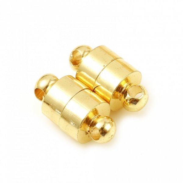 Coluna de fecho magn&eacute;tico 12 x 6 mm 18K banhado a ouro verdadeiro