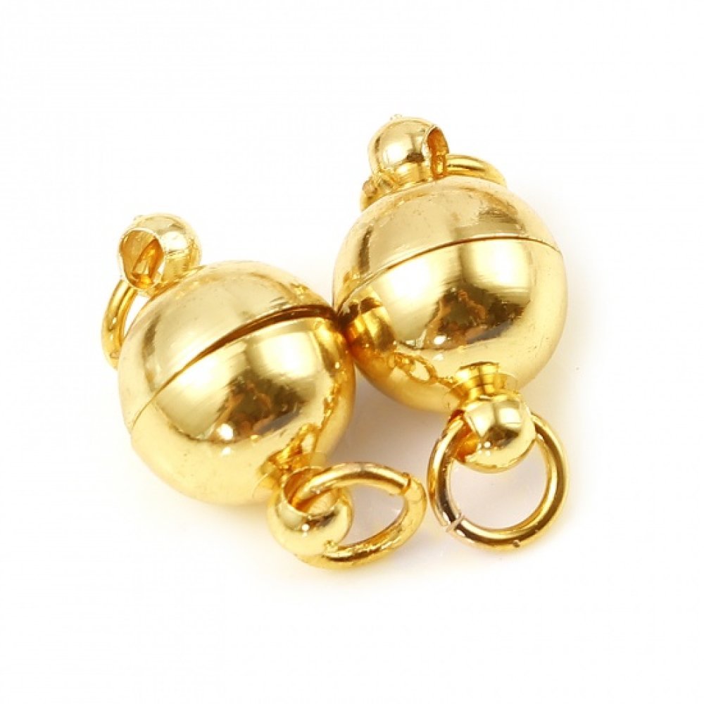 Fecho magnético de bola 20 x 8 mm 18K banhado a ouro verdadeiro