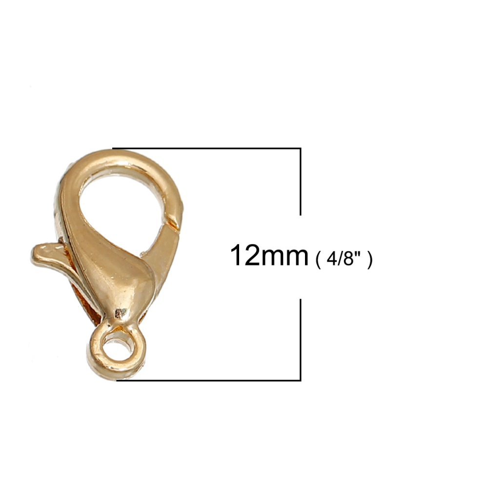 Fecho de lagosta 12 x 7 mm banhado a ouro verdadeiro 14K