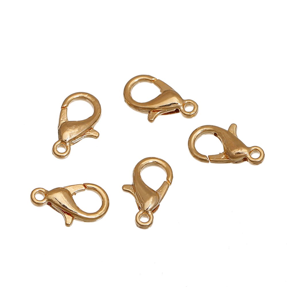 Fecho de lagosta 12 x 7 mm banhado a ouro verdadeiro 14K