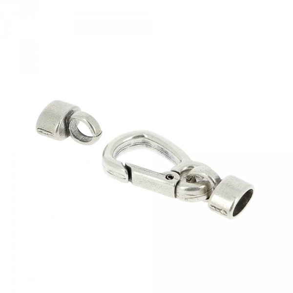 Fecho mosquet&atilde;o em couro Zamak de 10 mm