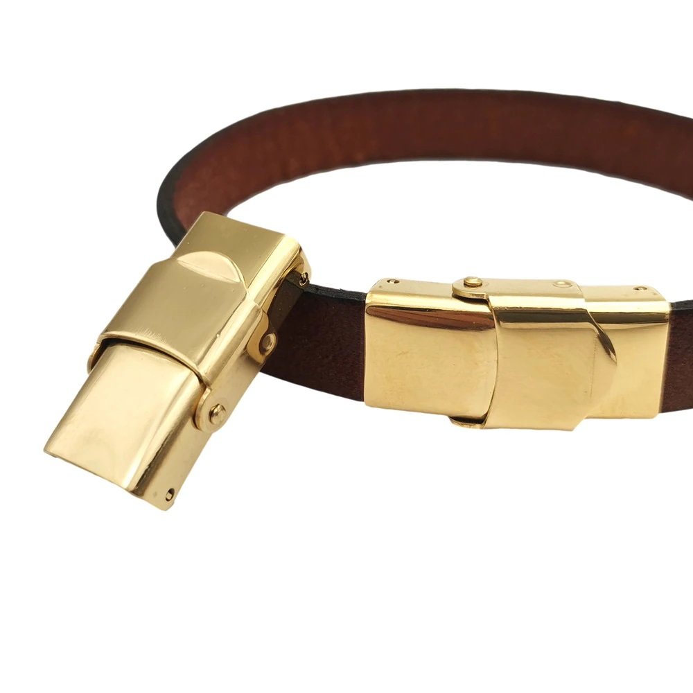 Fecho de couro com 10 mm de largura em ouro