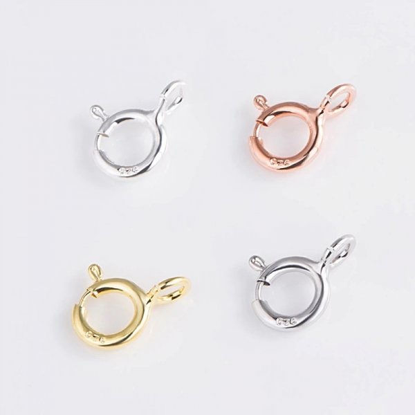 Fecho de mola redondo em prata 925 N&deg;01