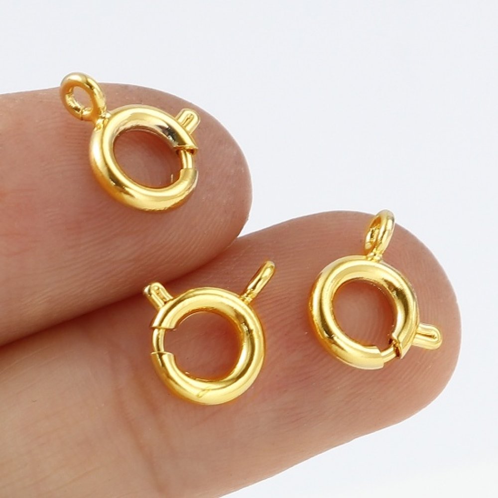 Fecho de mola redondo banhado a ouro N°01 Ouro