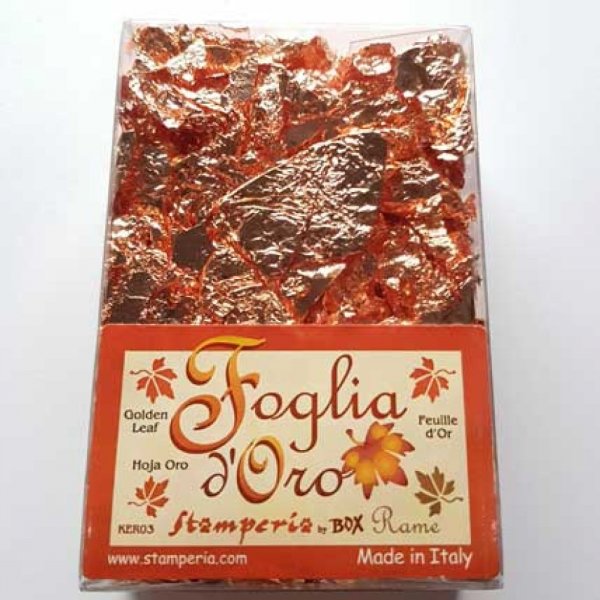 Folhas de ouro em flocos de estamparia