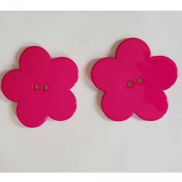 Fleur Big Pop r&eacute;sine 38mm 2 trous Fushia