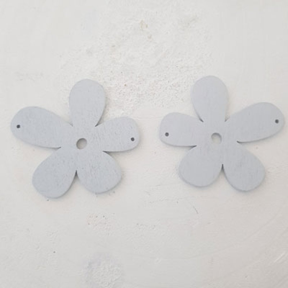 Flor Pendente ou conector em madeira 57 mm cinzento claro