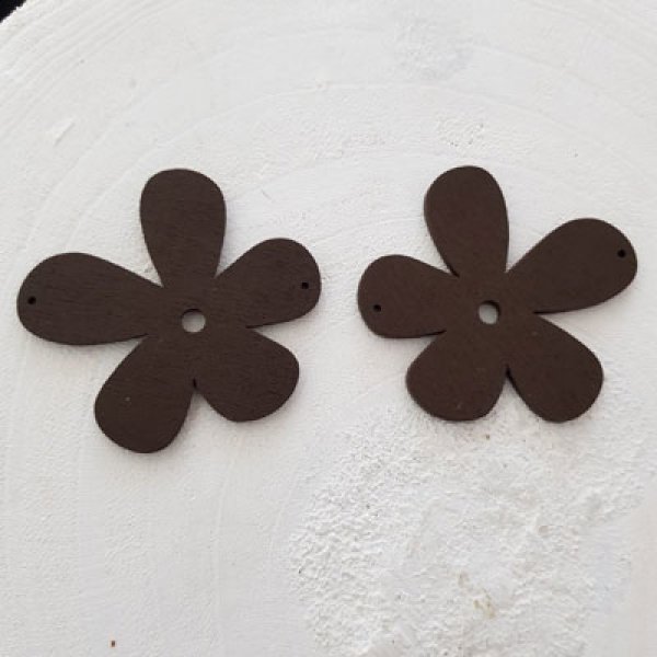 Flor Pendente ou conector em madeira 57 mm castanho