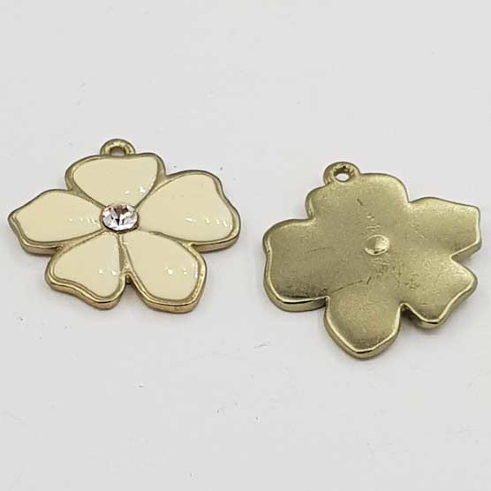 Flor de metal esmaltado 25 mm Marfim