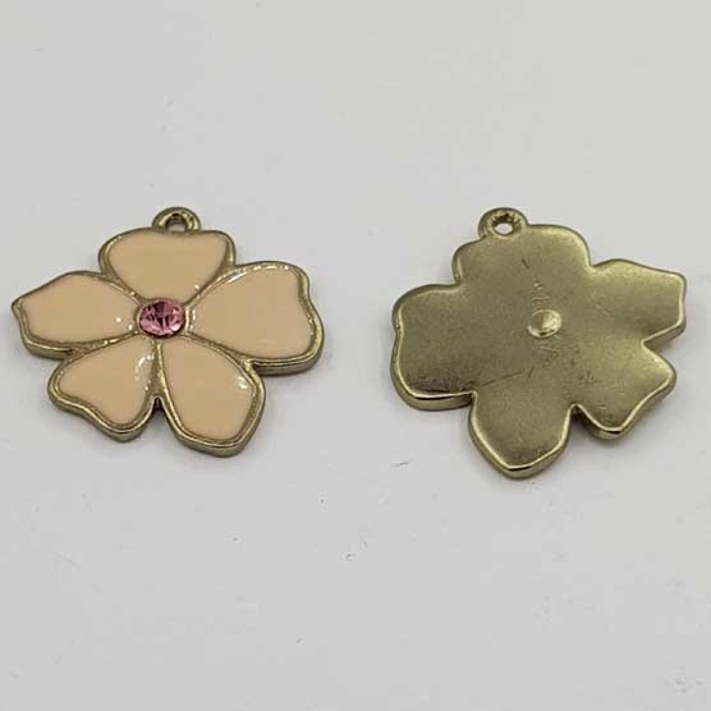 Esmalte metálico de flor 25 mm Creme