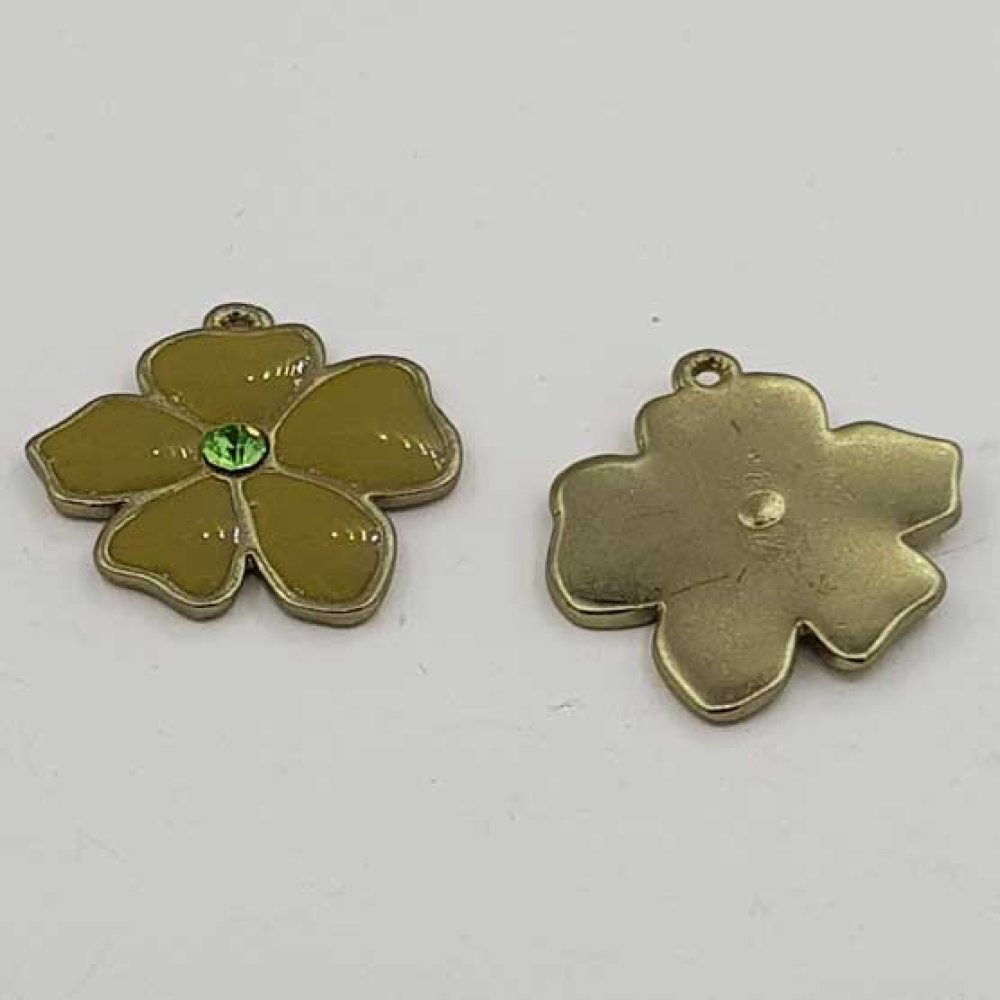 Flor de metal esmaltado 25 mm cáqui