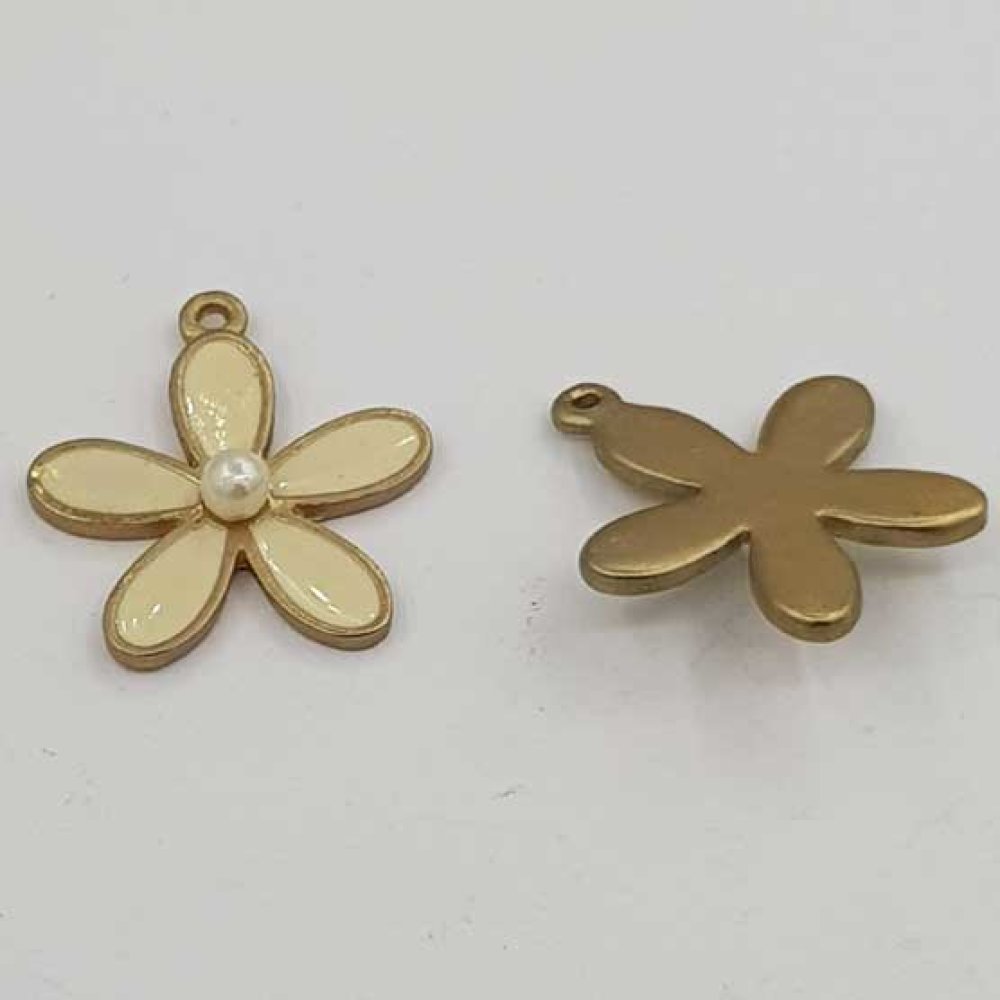 Flor de metal esmaltado 26 mm Marfim