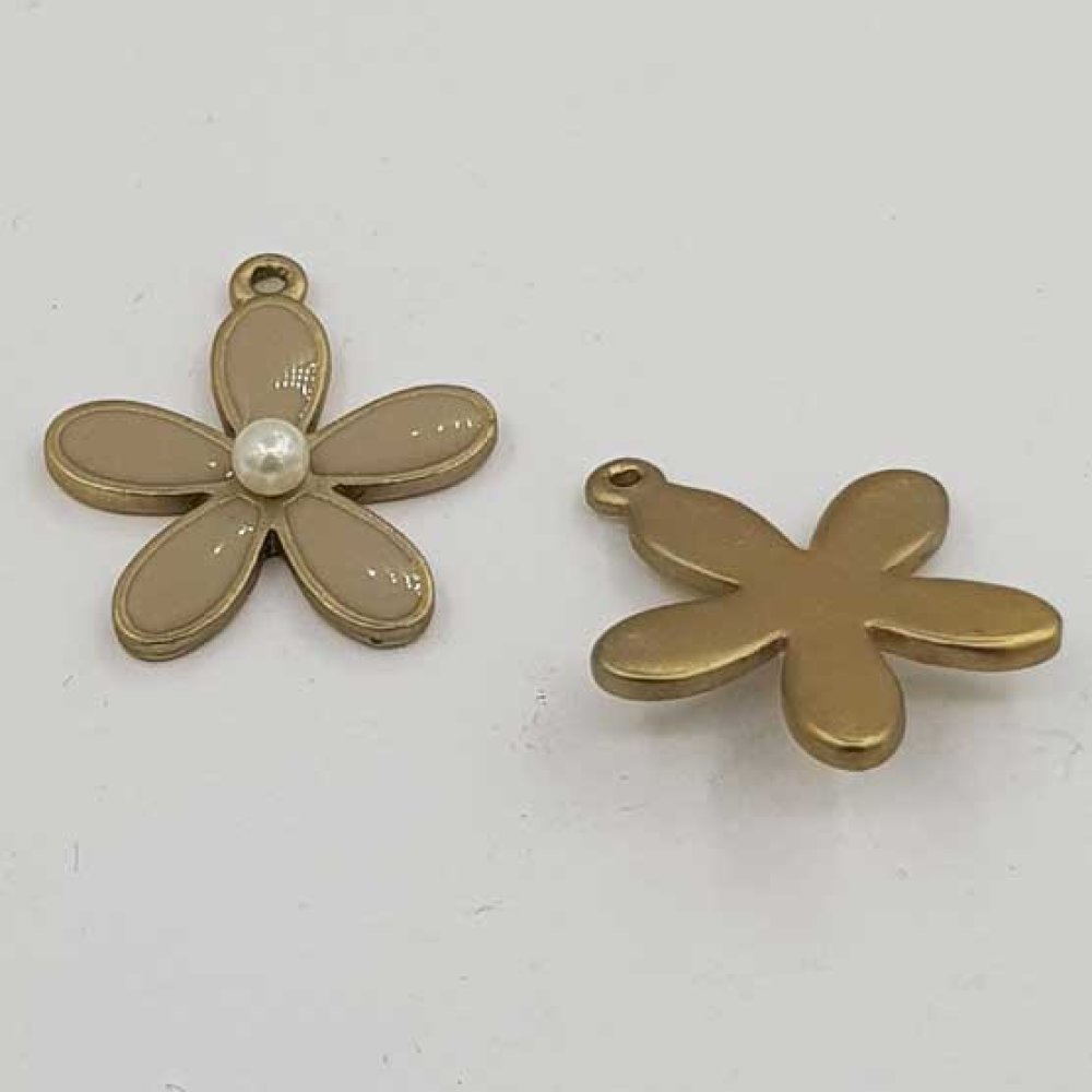 Flor de metal esmaltado 26 mm cinzento