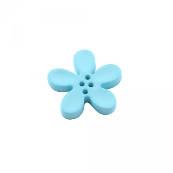 Fleur Orchid&eacute;e r&eacute;sine 4 trous 20 x 3 mm Aquamarine