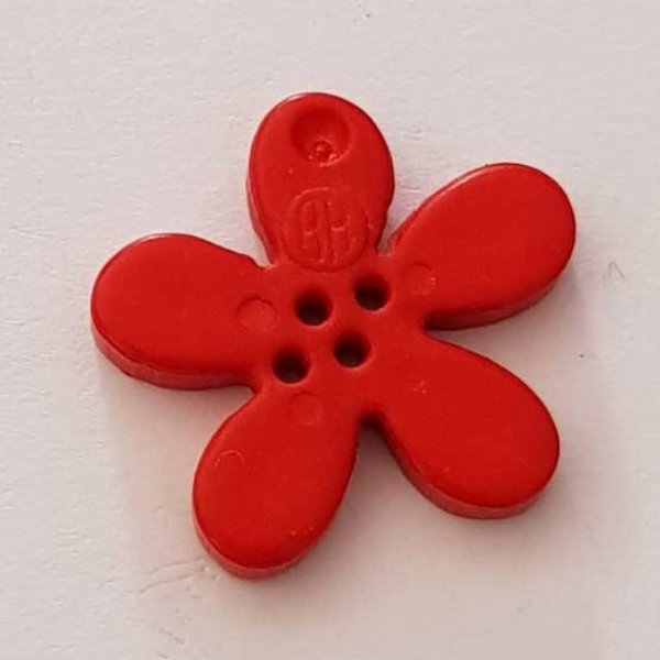 Fleur Orchid&eacute;e r&eacute;sine 4 trous 20 x 3 mm Rouge