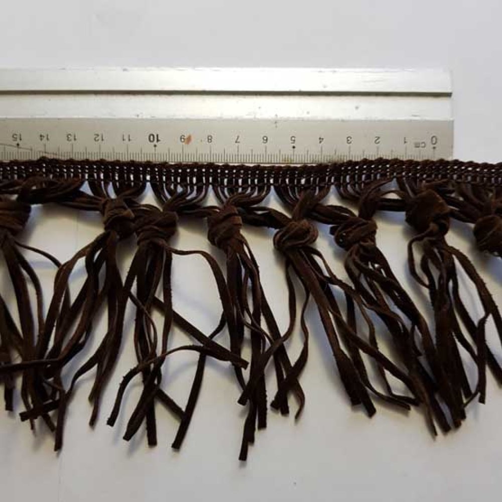 Franja de camurça elegante com 10 cm de largura castanho-escuro