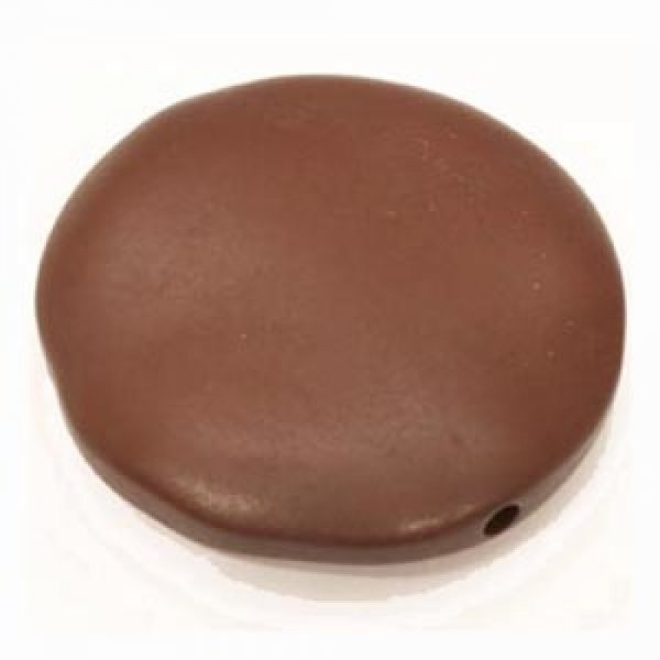 Galet plat r&eacute;sine rond 40 x 10 mm effet cuir Brun Fonc&eacute;