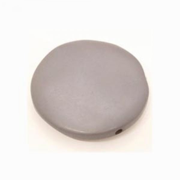 Galet plat r&eacute;sine rond 27 x 8 mm effet cuir Gris Clair