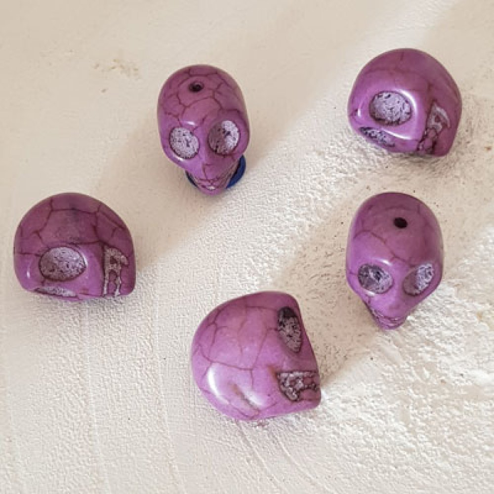 Lote 08 Crânios de Howlite coloridos 18 mm