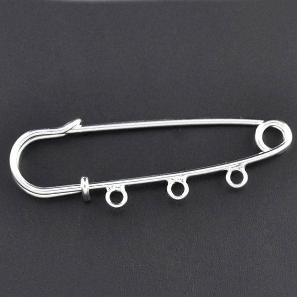 Conjunto de 20 alfinetes de enfermeira prateados com 3 argolas 70x20mm N°003 