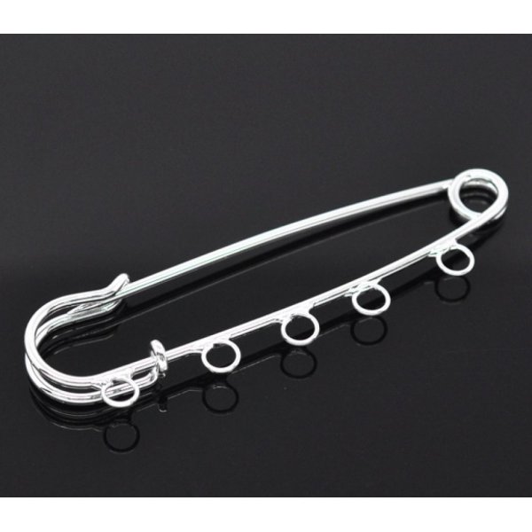 Conjunto de 20 alfinetes de enfermeira prateados 5 an&eacute;is 70x20mm N&deg;004