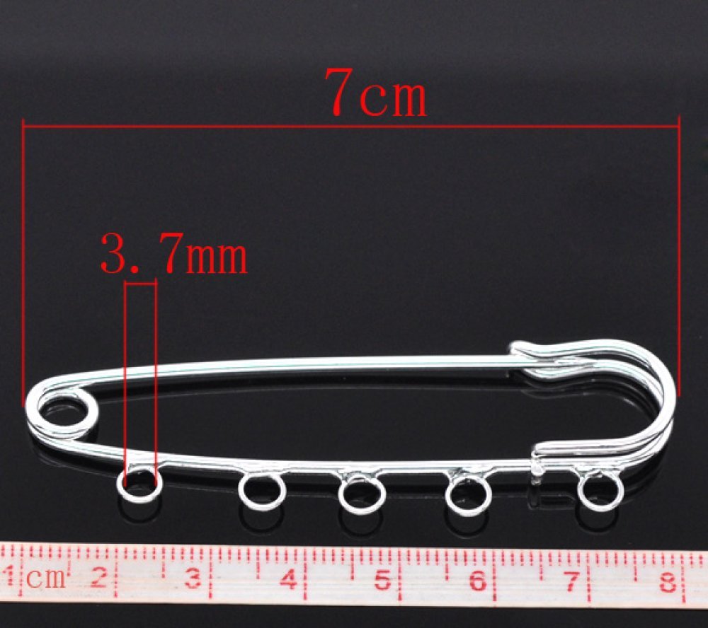 Conjunto de 20 alfinetes de enfermeira prateados 5 anéis 70x20mm N°004