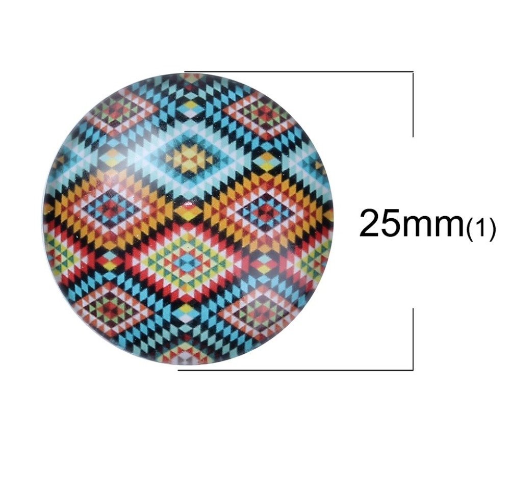 Lote 20 cabochões de vidro redondos 25 mm 95108