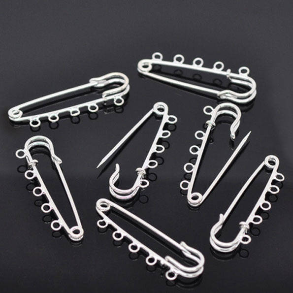 Conjunto de 30 alfinetes de enfermeira prateados 5 anéis 50x15 mm N°001