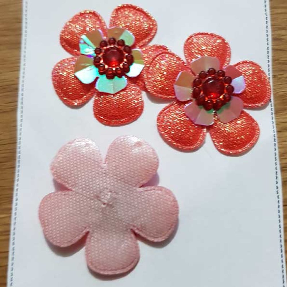 Conjunto de 3 flores 5 pétalas Tissus Vermelho