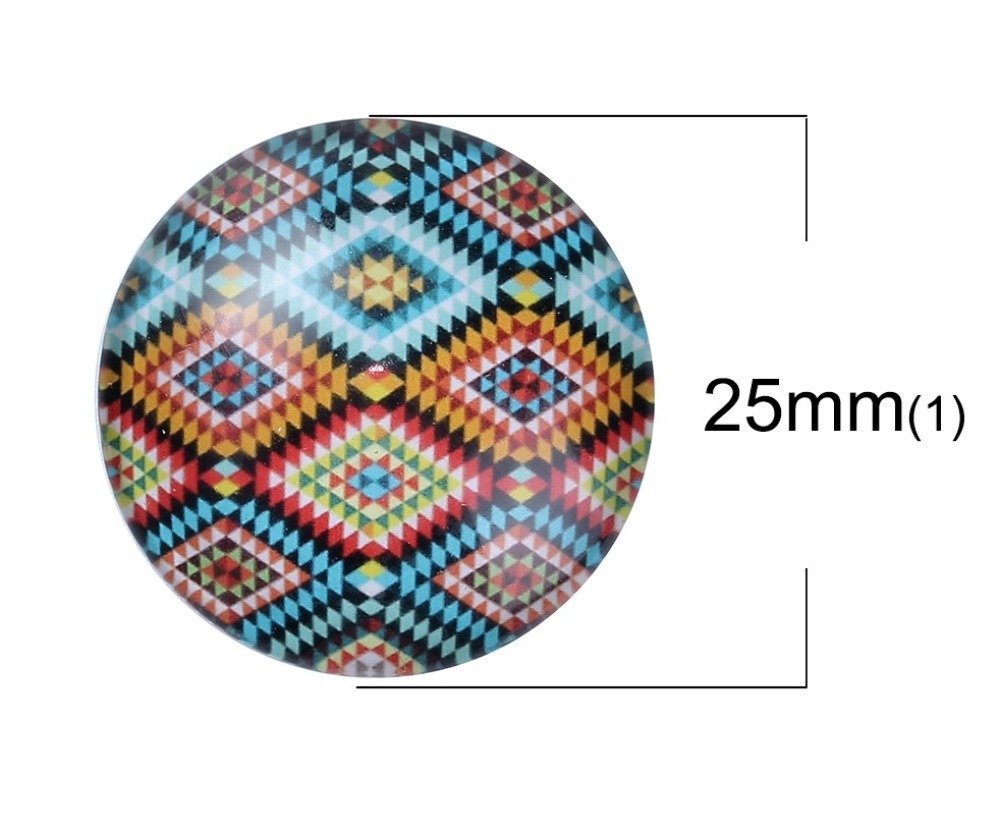 Lote 40 cabochões de vidro redondos 25 mm 95108