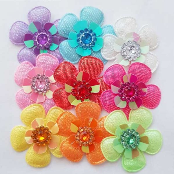 Lote 9 flores 5 p&eacute;talas Tecidos N&deg;01