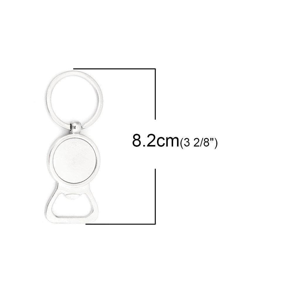Conjunto de 10 porta-chaves prateados 25 mm N°01