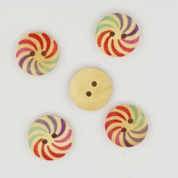 Lot de 10 boutons bois Rond 15 mm N&deg;02