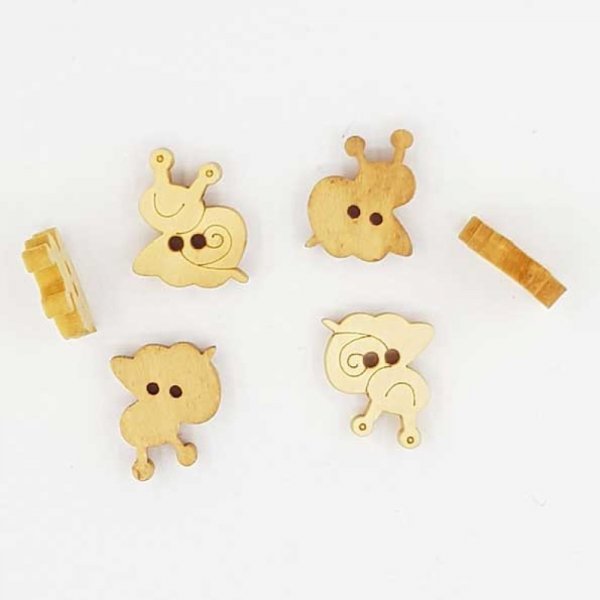 Lot de 10 boutons bois escargots N&deg;01