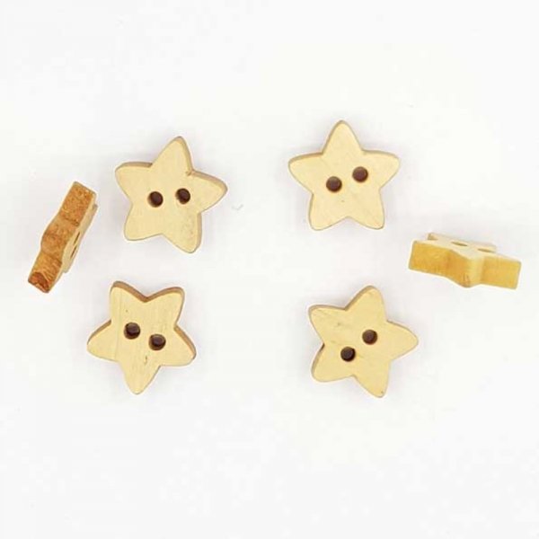 Lot de 10 boutons bois &eacute;toiles N&deg;01