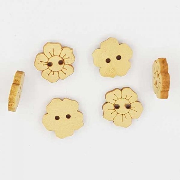 Lot de 10 boutons bois fleurs N&deg;01