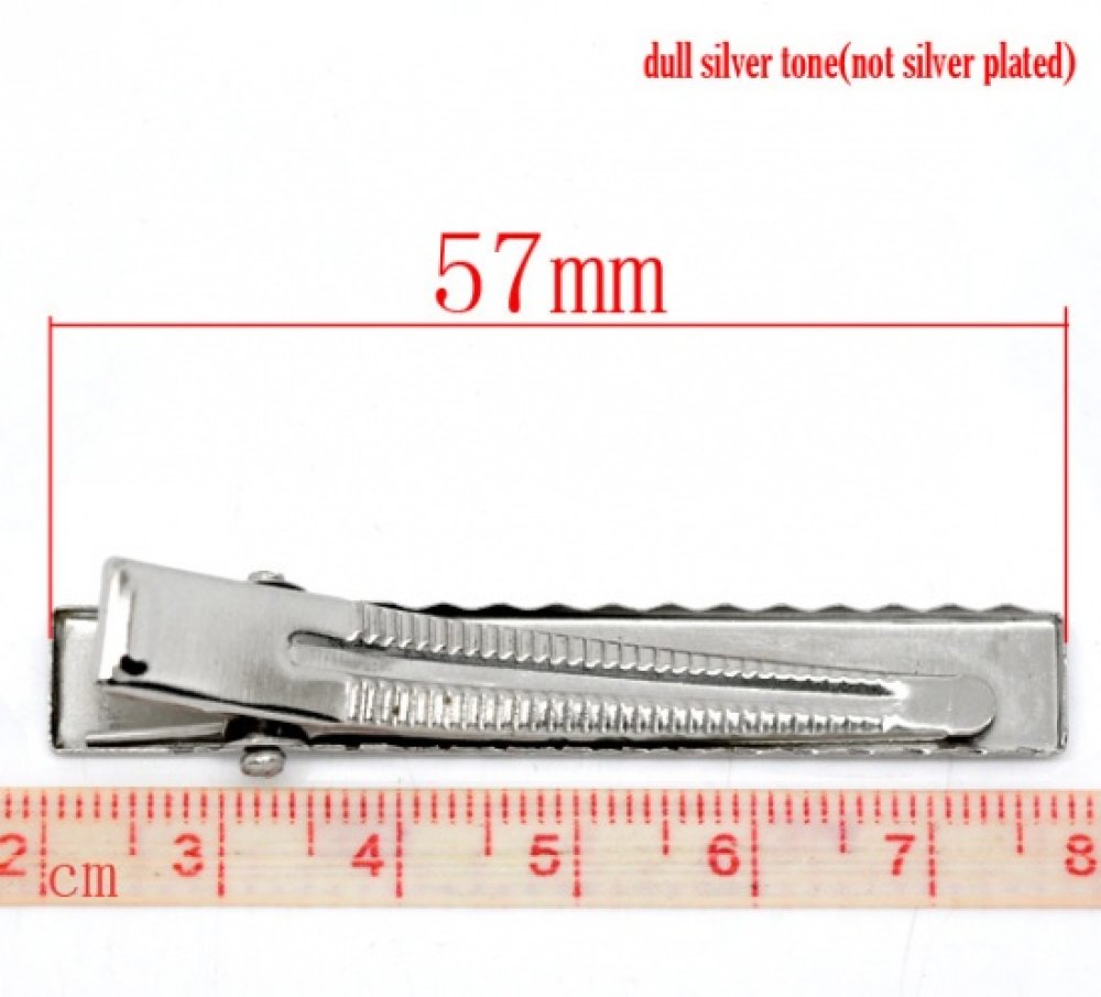 Conjunto de 10 clipes de crocodilo - Prata 56 mm x 8 mm