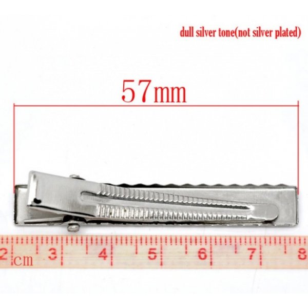 Conjunto de 10 clipes de crocodilo - Prata 56 mm x 8 mm