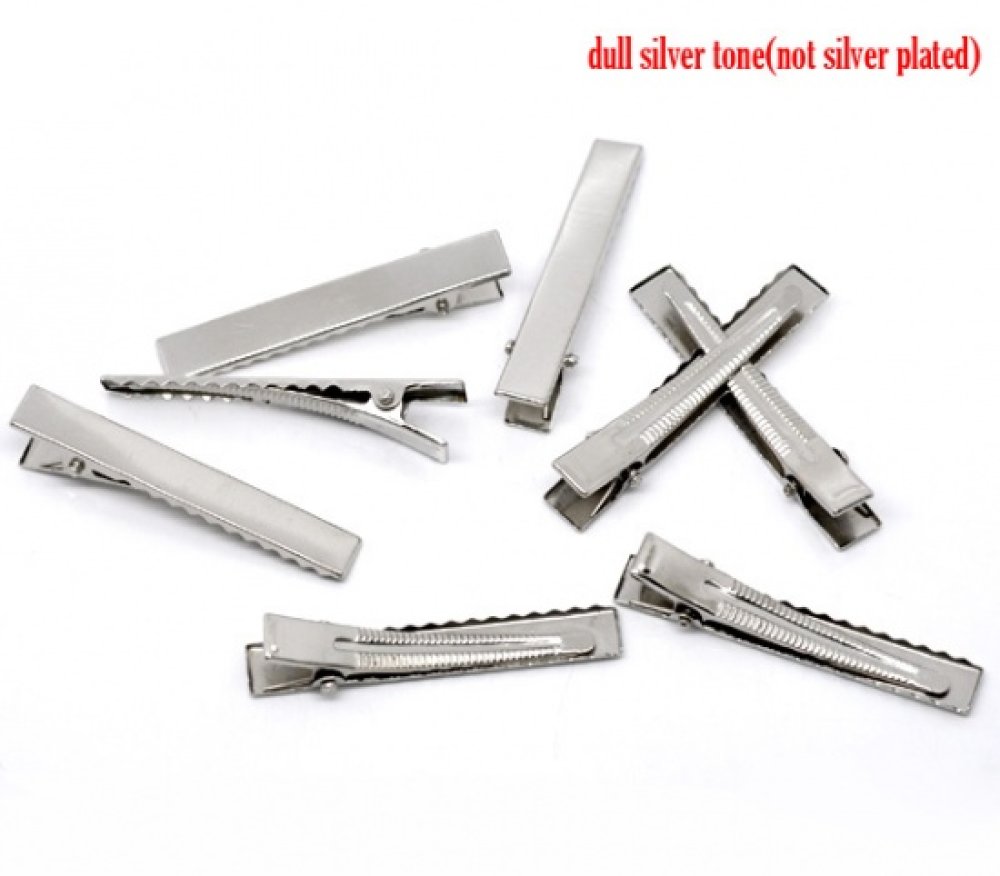 Conjunto de 10 clipes de crocodilo - Prata 56 mm x 8 mm