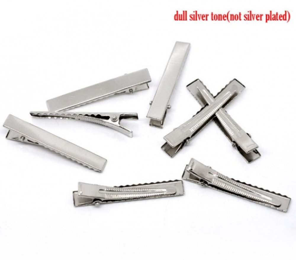 Conjunto de 10 clipes de crocodilo - Prata 56 mm x 8 mm