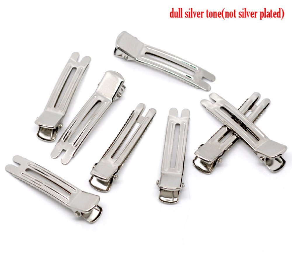Conjunto de 30 clipes de crocodilo - prata 47 mm x 12 mm.