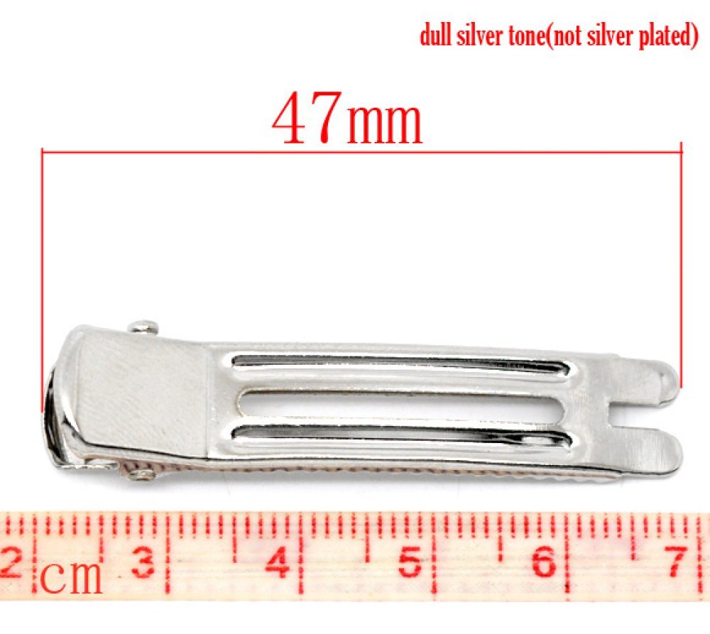 Conjunto de 30 ganchos de crocodilo para o cabelo - cor prata 47 mm x 12 mm.