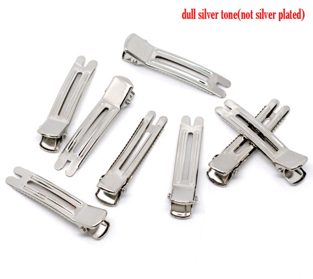 Conjunto de 30 ganchos de crocodilo para o cabelo - cor prata 47 mm x 12 mm.