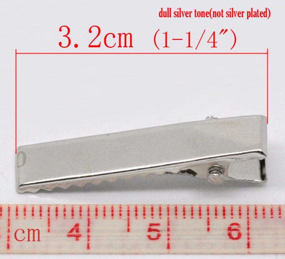 Conjunto de 50 clipes de crocodilo - Cor prata 32 mm x 7 mm.