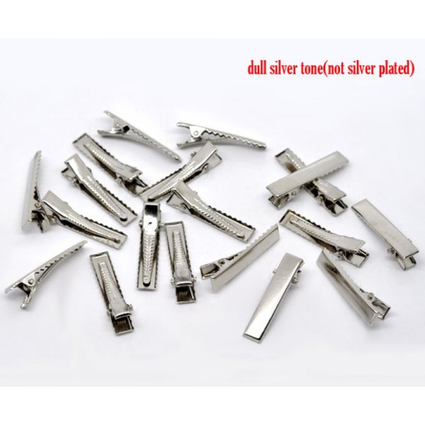 Conjunto de 50 clipes de crocodilo - Cor prata 32 mm x 7 mm.