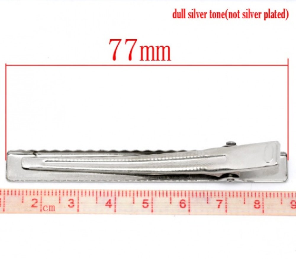 Conjunto de 5 clipes de crocodilo - Prata 75 mm x 9 mm