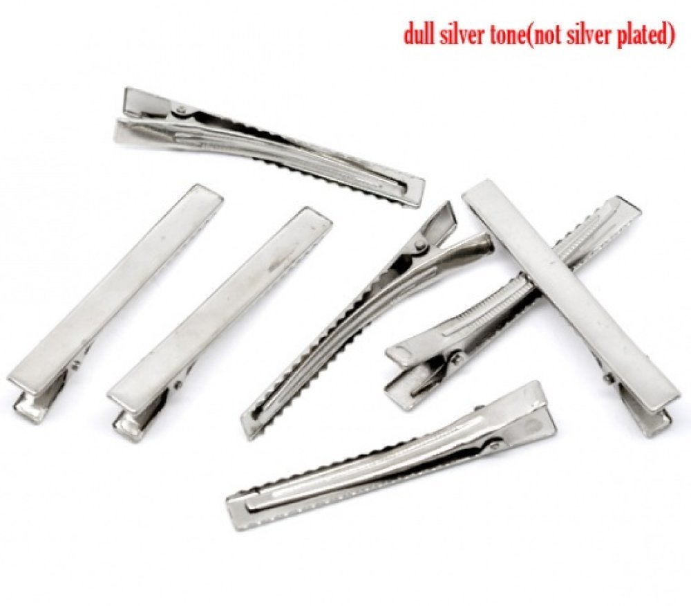Conjunto de 5 clipes de crocodilo - Prata 75 mm x 9 mm